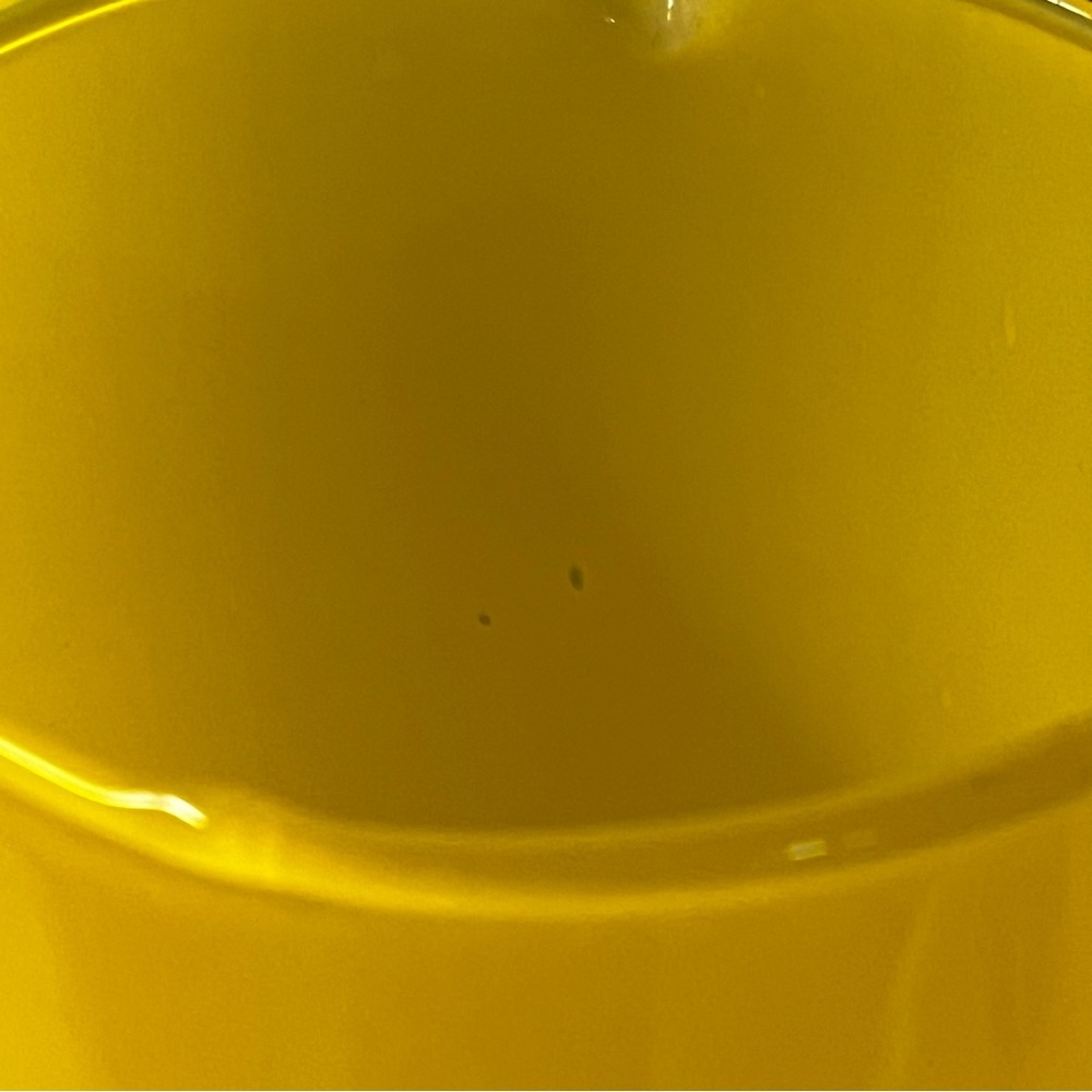 Vintage MCM Yellow Glass Beverage Pitcher With Clear Applied Handle - Picture 7 of 14